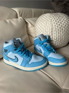Jordan Mid-Top Sneakers in Light Blue and White